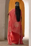 Shop_Pink City by Sarika_Peach Silk Embroidered Zardozi Blouse Surajmukhi Draped Skirt Set With Cape _at_Aza_Fashions