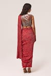 Shop_Tisha Saksena_Red Blouse Raw Silk Embellished Bandhini Farid Pattern Pre-draped Saree With _at_Aza_Fashions