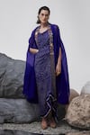 Buy_Tisha Saksena_Blue Dress Handloom Mashru Silk Embellished Hinai Zardozi Embroidered With _at_Aza_Fashions