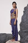 Tisha Saksena_Blue Dress Handloom Mashru Silk Embellished Devnaagri Zardozi Embroidered With _Online_at_Aza_Fashions