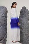 Shop_Tisha Saksena_Blue Dupion Silk Embellished Seqiun V-neck Dehlavi Ombre Tunic With Draped Skirt _at_Aza_Fashions