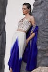 Buy_Tisha Saksena_Blue Corset Raw Silk Katib Zardozi Embroidered Ombre Draped Skirt Set _Online_at_Aza_Fashions