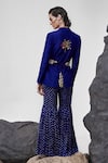 Shop_Tisha Saksena_Blue Blazer Dupion Silk Prakrit Placed Zardozi Embroidered Gharara Set _at_Aza_Fashions