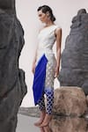 Tisha Saksena_Blue Drape Dupion Silk Embellished Kishwar Ombre Tunic With Cigarette Pant _Online_at_Aza_Fashions