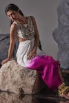 Shop_Tisha Saksena_Pink Yoke Raw Silk Embroidered Zardozi Round Ada Cut-out Ombre Dress _Online_at_Aza_Fashions