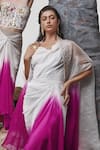 Tisha Saksena_Pink Dress Dupion Silk Embellished Seqiun Cape Firaq Ombre Embroidered With _Online_at_Aza_Fashions