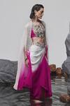 Buy_Tisha Saksena_Pink Skirt Silk Dupion Embellished Iman Zardozi Embroidered Ombre Draped Set _Online_at_Aza_Fashions