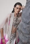 Shop_Tisha Saksena_Pink Skirt Silk Dupion Embellished Iman Zardozi Embroidered Ombre Draped Set _Online_at_Aza_Fashions