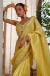 Buy_Anu Pellakuru_Yellow Saree Tissue Silk Embroidered Zari Round With Blouse _Online_at_Aza_Fashions