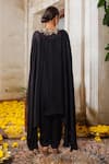 Shop_Anu Pellakuru_Black Tunic Chinnon Chiffon Embroidered Zari V And Glass Bead Kaftan Pant Set _at_Aza_Fashions