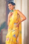 Shop_Anu Pellakuru_Yellow Saree Chiffon And American Crepe Printed Ruffled Pre-draped With Blouse _at_Aza_Fashions