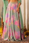 Shop_Anu Pellakuru_Green Lehenga And Blouse American Crepe Printed Floral Round Embroidered Set _Online_at_Aza_Fashions