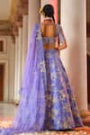 Shop_Anu Pellakuru_Blue Raw Silk Embroidery Cutdana Sweetheart Neck Gul Jaal Lehenga Set _at_Aza_Fashions