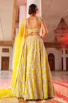 Shop_Anu Pellakuru_Yellow Raw Silk Embroidery Cutdana Sweetheart Neck Gullista Jaal Lehenga Set _at_Aza_Fashions