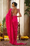 Shop_Anu Pellakuru_Pink Saree Silk Embroidery Pearl Sweetheart Neck Vine Bliss Set _at_Aza_Fashions