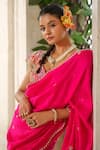 Shop_Anu Pellakuru_Pink Saree Silk Embroidery Pearl Sweetheart Neck Vine Bliss Set _Online_at_Aza_Fashions