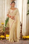 Buy_Anu Pellakuru_Off White Saree Tissue Silk Embroidery Sequin Lace Border Embellished Set _at_Aza_Fashions