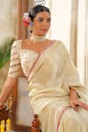 Buy_Anu Pellakuru_Off White Saree Tissue Silk Embroidery Sequin Lace Border Embellished Set _Online_at_Aza_Fashions