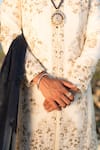 Jatin Malik_Ivory Linen Silk Embroidered Thread Floral Sherwani Set With Stole _Online_at_Aza_Fashions