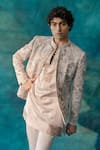 Jatin Malik_Purple Linen Silk Embroidered Sequin Springtime Short Jacket Kurta Set _Online_at_Aza_Fashions