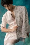 Buy_Jatin Malik_Purple Linen Silk Embroidered Sequin Springtime Short Jacket Kurta Set _Online_at_Aza_Fashions