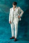 Buy_Jatin Malik_Ivory Linen Silk Embroidered Pintuck Snowline Tuxedo Pant Set _at_Aza_Fashions