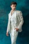 Jatin Malik_Ivory Linen Silk Embroidered Pintuck Snowline Tuxedo Pant Set _Online_at_Aza_Fashions