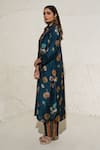 Shop_Meghna Panchmatia_Blue Silk Print Floral Collared Neck Jacket With Pant _Online_at_Aza_Fashions