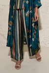 Meghna Panchmatia_Green Silk Print Floral Collared Neck Flower Jacket With Pant _Online_at_Aza_Fashions