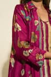 Meghna Panchmatia_Pink Silk Print Floral Collared Neck Flower Butti Jacket With Pant _Online_at_Aza_Fashions