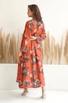 Buy_Meghna Panchmatia_Red Silk Print Abstract Collared Neck Dress With Jacket 