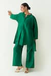 Buy_Shivani Bhargava_Green Silk Solid Flared Hem Pant _at_Aza_Fashions