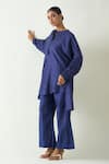 Buy_Shivani Bhargava_Purple Silk Solid Flared Hem Pant _Online_at_Aza_Fashions