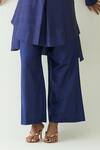 Shivani Bhargava_Purple Silk Solid Band Collar Ira Asymmetric Hem Kimono Tunic With Pant _at_Aza_Fashions