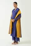 Buy_Shivani Bhargava_Blue Cotton Silk Pintuck Band Collar Kriya Embroidered Placket Kurta Set _at_Aza_Fashions