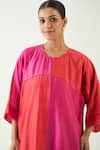 Shop_Shivani Bhargava_Pink Cotton Silk Sequin Round Color Blocked Tunic _Online_at_Aza_Fashions