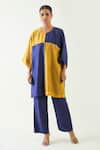 Buy_Shivani Bhargava_Blue Cotton Silk Sequin Round Detailed Tunic With Pant _Online_at_Aza_Fashions