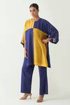 Shop_Shivani Bhargava_Blue Cotton Silk Sequin Round Detailed Tunic With Pant _Online_at_Aza_Fashions