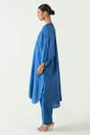 Buy_Shivani Bhargava_Blue Silk Band Collar Niti Color Block Tunic With Pant _Online_at_Aza_Fashions