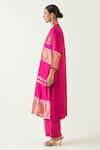 Shivani Bhargava_Pink Silk Zari Band Collar Stripe Detailed Kurta _Online_at_Aza_Fashions