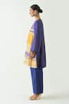 Buy_Shivani Bhargava_Blue Silk Zari Round Mira Stripe Detailed Kurta With Pant _Online_at_Aza_Fashions