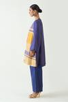 Shivani Bhargava_Blue Silk Zari Round Mira Stripe Detailed Kurta _Online_at_Aza_Fashions