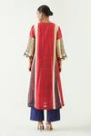 Shop_Shivani Bhargava_Red Cotton Silk Embroidered Thread Notched Roop Zari Kurta _at_Aza_Fashions