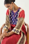 Buy_Shivani Bhargava_Red Cotton Silk Embroidered Thread Notched Roop Zari Kurta 