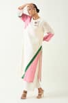 Buy_Shivani Bhargava_Ivory Cotton Silk Hand Embroidered Anaar Round Mohini Kurta _at_Aza_Fashions