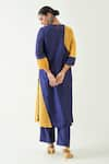 Shop_Shivani Bhargava_Yellow Cotton Silk Hand Embroidered Anaar Round Mohini Kurta _at_Aza_Fashions