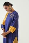 Buy_Shivani Bhargava_Yellow Cotton Silk Hand Embroidered Anaar Round Mohini Kurta _Online_at_Aza_Fashions