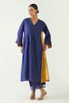 Buy_Shivani Bhargava_Purple Cotton Silk Hand Embroidered Zari V-neck Urvi A-line Kurta _at_Aza_Fashions