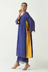 Buy_Shivani Bhargava_Yellow Cotton Silk Hand Embroidered Zari V-neck Urvi A-line Kurta _Online_at_Aza_Fashions