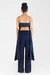 Shop_Amit Aggarwal_Blue Poplin Plain Square Neck Pleated Bustier _at_Aza_Fashions